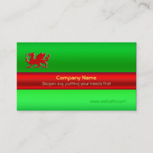 Carte De Visite Dragon gallois noir à l'aspect métallique vert