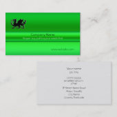 Carte De Visite Dragon gallois noir à l'aspect métallique vert (Devant / Derrière)