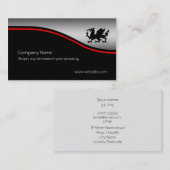 Carte De Visite Dragon héraldique noir, bruissement rouge, (Devant / Derrière)