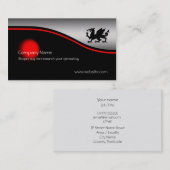 Carte De Visite Dragon héraldique noir, tache rouge, (Devant / Derrière)