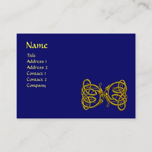 Carte De Visite DRAGON LOVE / Gold Celtic Knot Dragons Bleu (Devant)