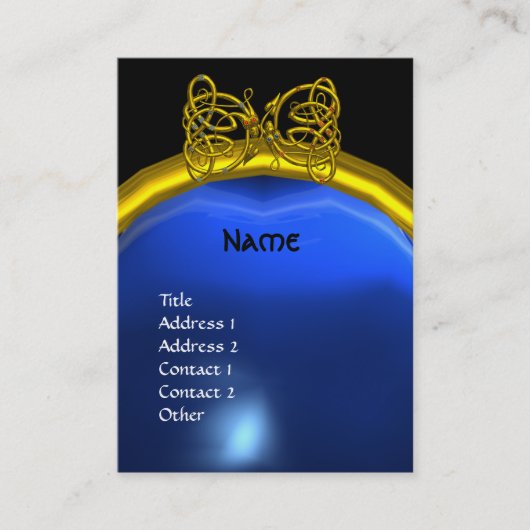 Carte De Visite DRAGON LOVE SAPPHIRE MONOGRAM bleu jaune noir (Devant)