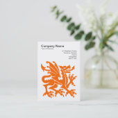 Carte De Visite Dragon - Orange en blanc (Debout devant)
