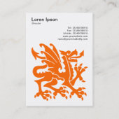 Carte De Visite Dragon - Orange en blanc (Dos)