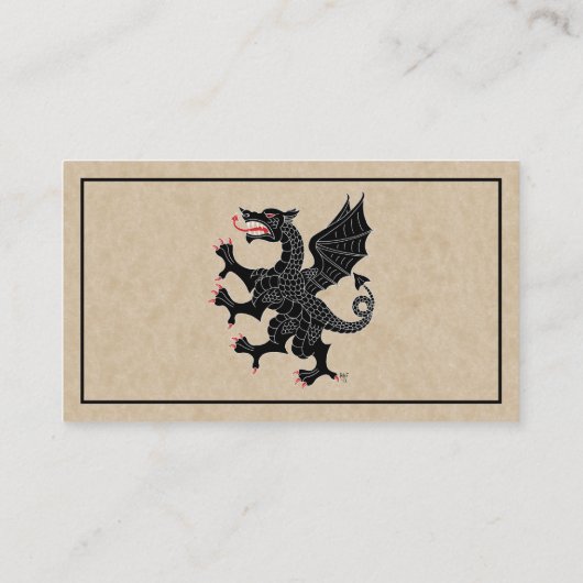 Carte De Visite Dragon Rampant Sable (Dos)