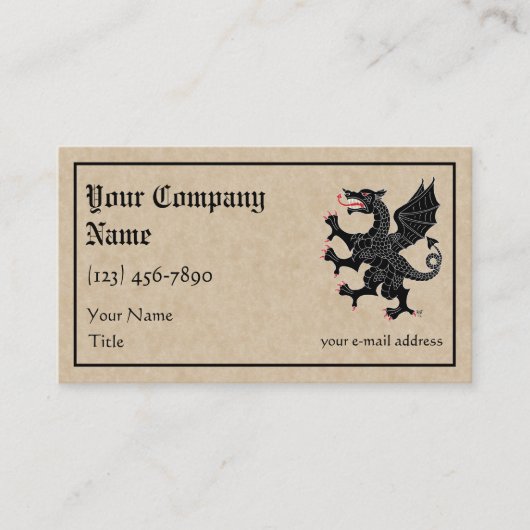 Carte De Visite Dragon Rampant Sable (Devant)