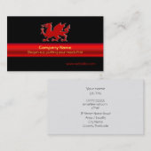 Carte De Visite Dragon rouge de Gallois sur la bande noire et (Devant / Derrière)