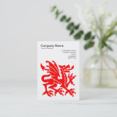 Carte De Visite Dragon - Rouge sur blanc (Debout devant)