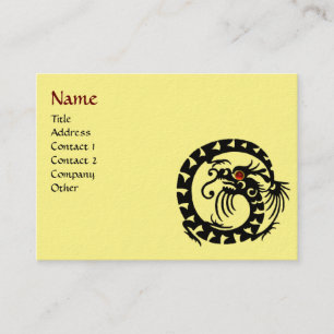 Carte De Visite DRAGON SERPENT RUBIS noir et blanc rouge jaune