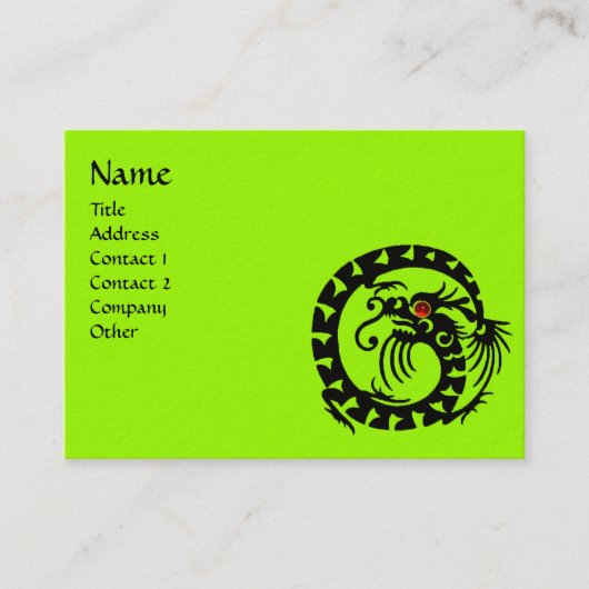 Carte De Visite DRAGON SERPENT RUBIS noir et blanc rouge vert (Devant)