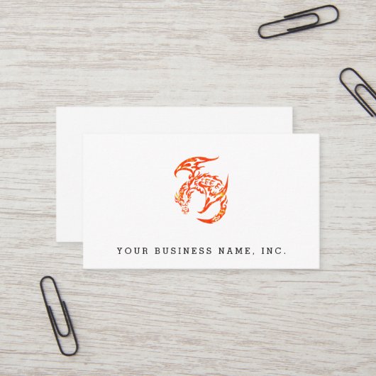 Carte De Visite Dragon tribal de style d'impression typographique (Devant/Arrière en situation)