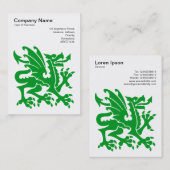 Carte De Visite Dragon - Vert d'herbe sur blanc (Devant / Derrière)