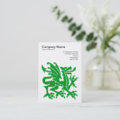Carte De Visite Dragon - Vert d'herbe sur blanc (Debout devant)