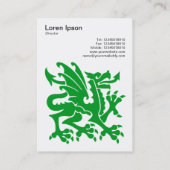 Carte De Visite Dragon - Vert d'herbe sur blanc (Dos)