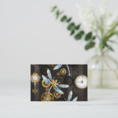Carte De Visite Dragonflies de Steampunk sur arrière - plan rayé b (Debout devant)