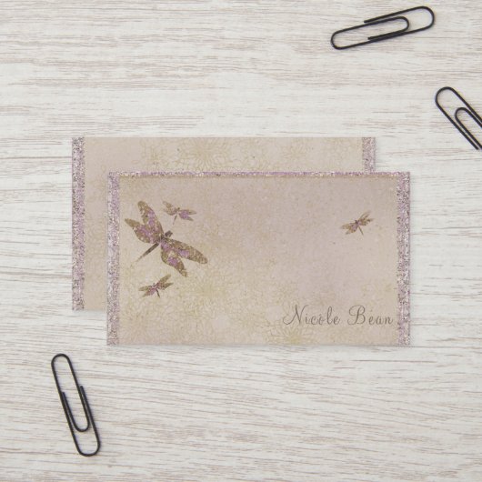 Carte De Visite Dragonflies violettes et dorées Dragonfly Glam Spa (Devant/Arrière en situation)
