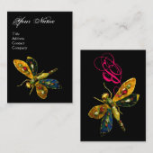 Carte De Visite DRAGONFLY ANTIQUE JOYAU MONOGRAMME ,Noir (Devant / Derrière)