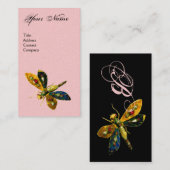 Carte De Visite DRAGONFLY ANTIQUE JOYAU MONOGRAMME ;Noir Rose (Devant / Derrière)
