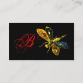 Carte De Visite DRAGONFLY ANTIQUE JOYAU MONOGRAMME ,Noir Rouge (Dos)