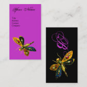 Carte De Visite DRAGONFLY ANTIQUE JOYAU MONOGRAMME Noir Violet (Devant / Derrière)