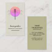 Carte De Visite Dragonfly Creative Designer Nature Rose (Devant / Derrière)