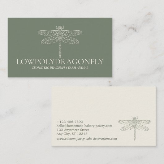 Carte De Visite Dragonfly de l'animal de taille verte (Devant / Derrière)