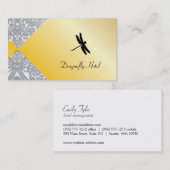 Carte De Visite Dragonfly Gold Shimmer / Damask Patte (Devant / Derrière)