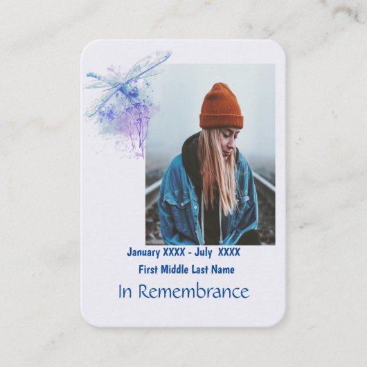 Carte De Visite Dragonfly Memorial Keepsaké (Devant)