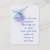 Carte De Visite Dragonfly Memorial Keepsaké (Dos)