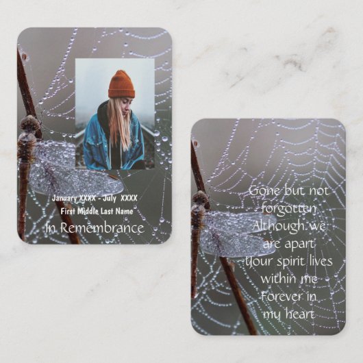 Carte De Visite Dragonfly Memorial Keepsaké (Devant / Derrière)