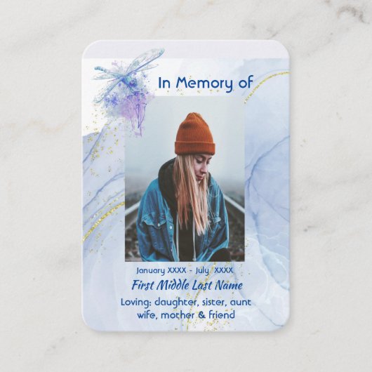 Carte De Visite Dragonfly Memorial Keepsaké (Devant)