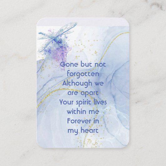 Carte De Visite Dragonfly Memorial Keepsaké (Dos)