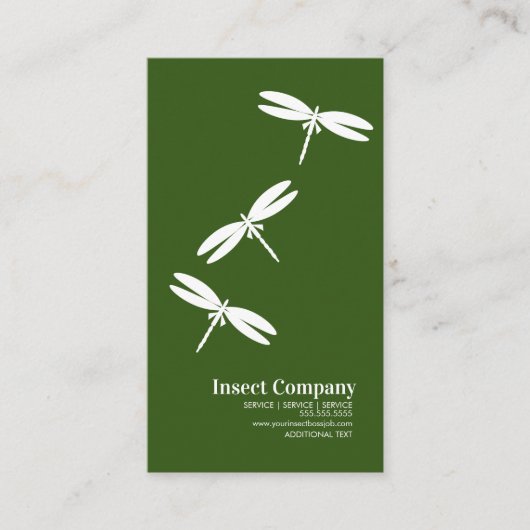 Carte De Visite Dragonfly Pest Control Company Logo Vert (Devant)