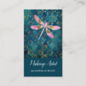 Carte De Visite Dragonfly rose Gold sur Turquoise Floral Arrière - (Devant)