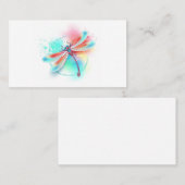 Carte De Visite Dragonfly rouge sur l'arrière - plan aquarelle (Devant / Derrière)