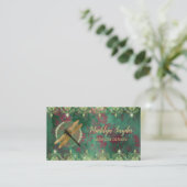Carte De Visite Dragonfly sur Green With Rhinestones (Debout devant)