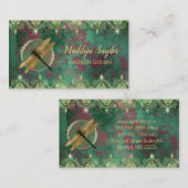 Carte De Visite Dragonfly sur Green With Rhinestones (Devant / Derrière)