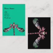 Carte De Visite DRAGONFLY, vert, noir rose bleu turquase (Devant / Derrière)