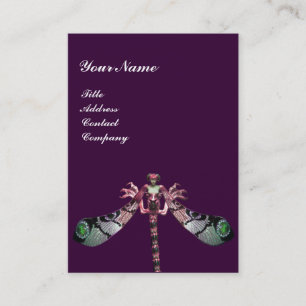 Carte De Visite DRAGONFLY, vert rose noir violet