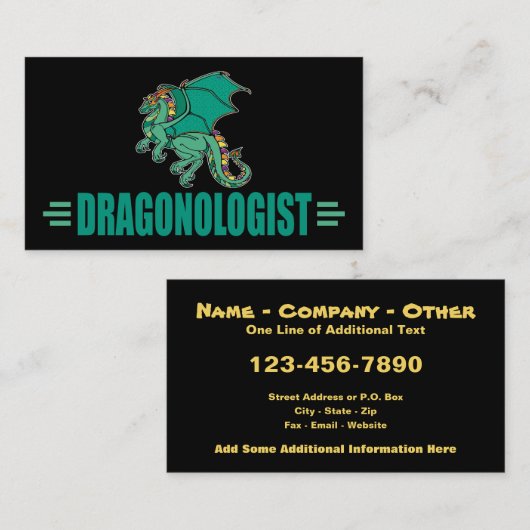 Carte De Visite DRAGONOLOGUE DUN Dragon (Devant / Derrière)