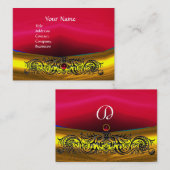 CARTE DE VISITE DRAGONS CELTIQUES D'OR ROUGE RUBY GEMSTONE MONOGRA (Devant / Derrière)