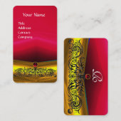 CARTE DE VISITE DRAGONS CELTIQUES D'OR ROUGE RUBY GEMSTONE MONOGRA (Devant / Derrière)