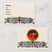 Carte De Visite DRAGONS CELTIQUES MONOGRAM noir et blanc, rubis ro (Devant / Derrière)