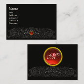 Carte De Visite DRAGONS CELTIQUES MONOGRAM noir et blanc, rubis ro (Devant / Derrière)