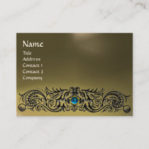 Carte De Visite DRAGONS CELTIQUES MONOGRAMME AGATE gris bleu saphi