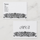 CARTE DE VISITE DRAGONS CELTIQUES MONOGRAMME BLANC NOIR (Devant / Derrière)