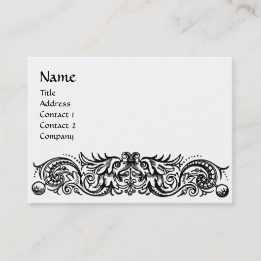 CARTE DE VISITE DRAGONS CELTIQUES MONOGRAMME BLANC NOIR (Devant)