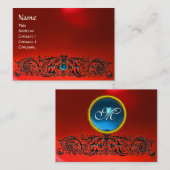Carte De Visite DRAGONS CELTIQUES MONOGRAMME RUBY saphir bleu roug (Devant / Derrière)