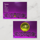 Carte De Visite DRAGONS CELTIQUES MONOGRAMME TOPAZ Améthyste viole (Devant / Derrière)