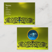 Carte De Visite DRAGONS CELTIQUES MONOGRAMME TOPAZ Saphir bleu jau (Devant / Derrière)